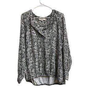 LOFT Leopard Print Blouse Women’s Large Long Sleeve Pullover Top L